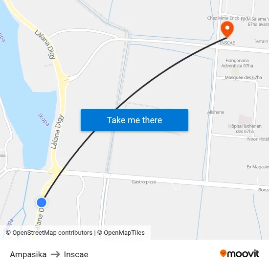 Ampasika to Inscae map