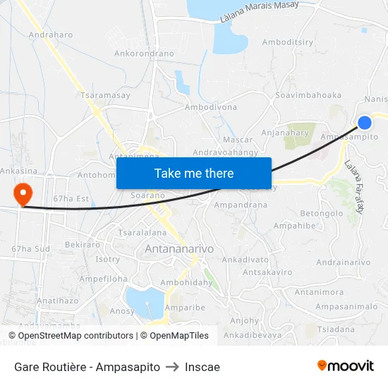 Gare Routière - Ampasapito to Inscae map