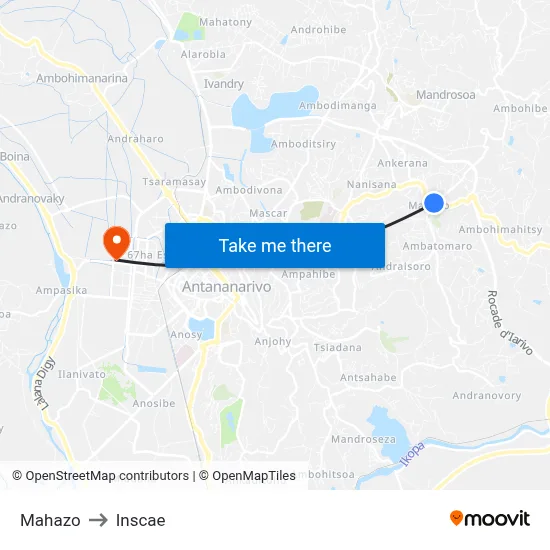 Mahazo to Inscae map