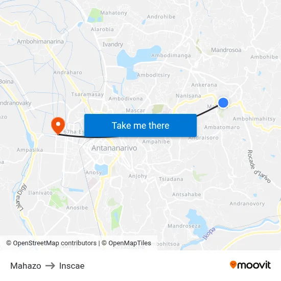 Mahazo to Inscae map