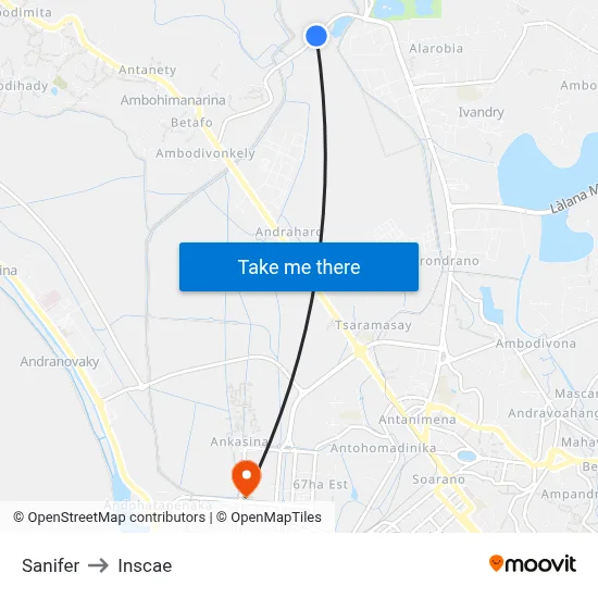 Sanifer to Inscae map
