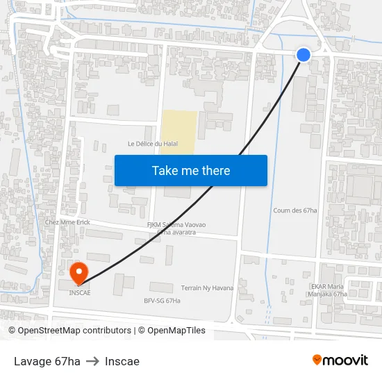 Lavage 67ha to Inscae map