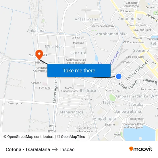 Cotona - Tsaralalana to Inscae map