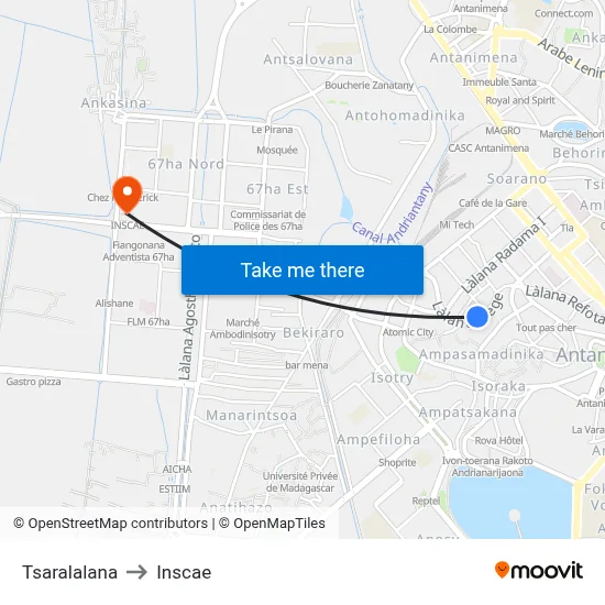 Tsaralalana to Inscae map