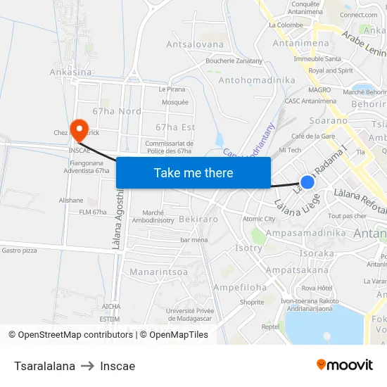 Tsaralalana to Inscae map