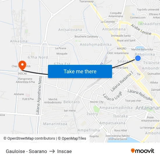 Gauloise - Soarano to Inscae map