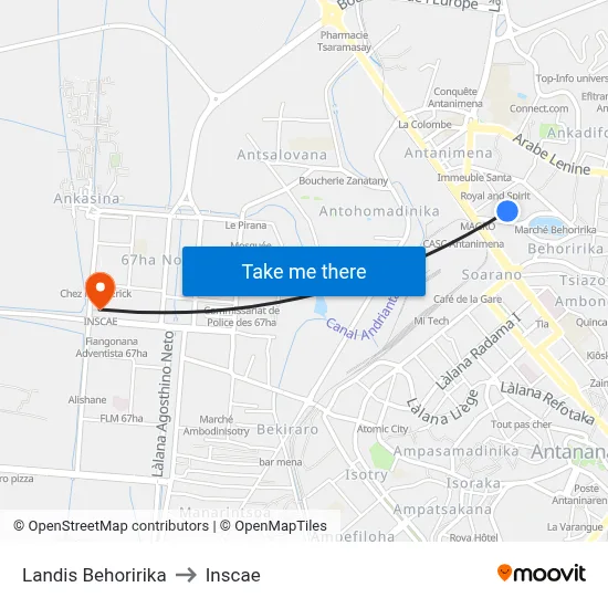 Landis Behoririka to Inscae map