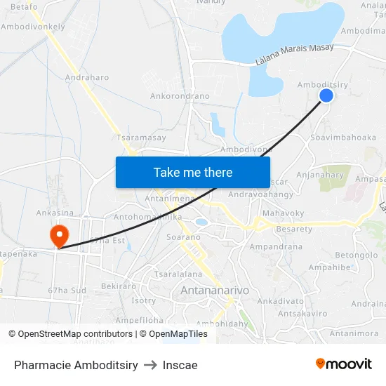 Pharmacie Amboditsiry to Inscae map