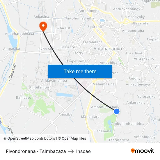 Fivondronana - Tsimbazaza to Inscae map