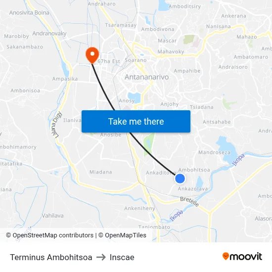 Terminus Ambohitsoa to Inscae map