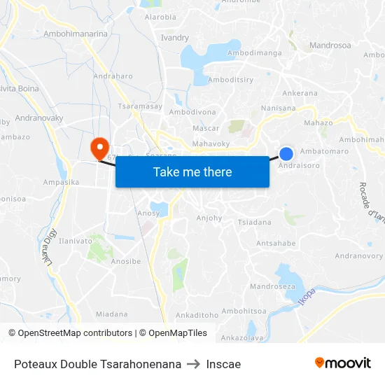 Poteaux Double Tsarahonenana to Inscae map