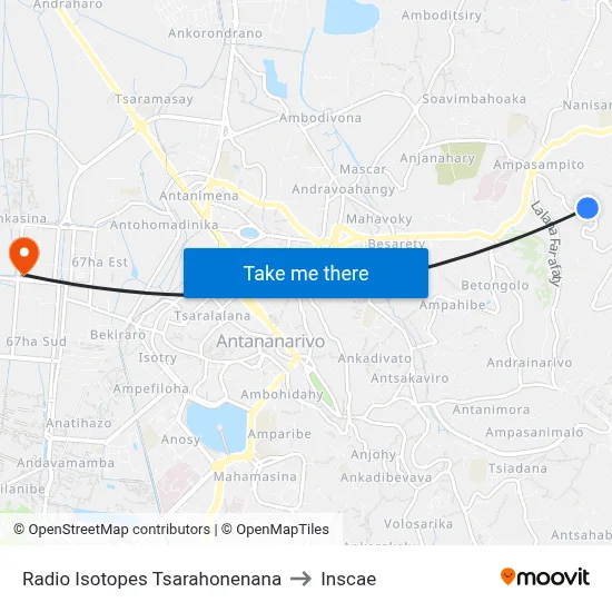 Radio Isotopes Tsarahonenana to Inscae map