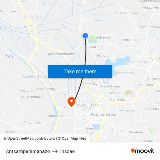 Antsampanimahazo to Inscae map
