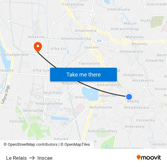 Le Relais to Inscae map