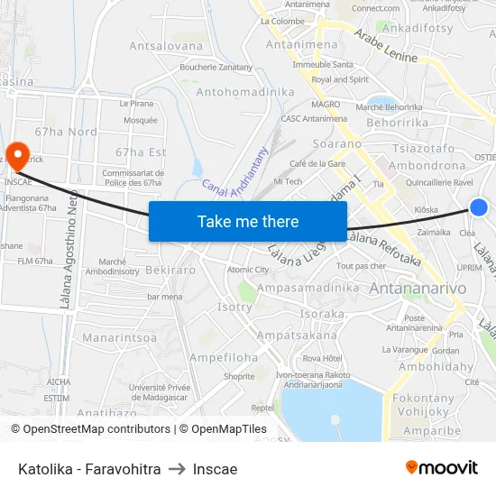 Katolika - Faravohitra to Inscae map