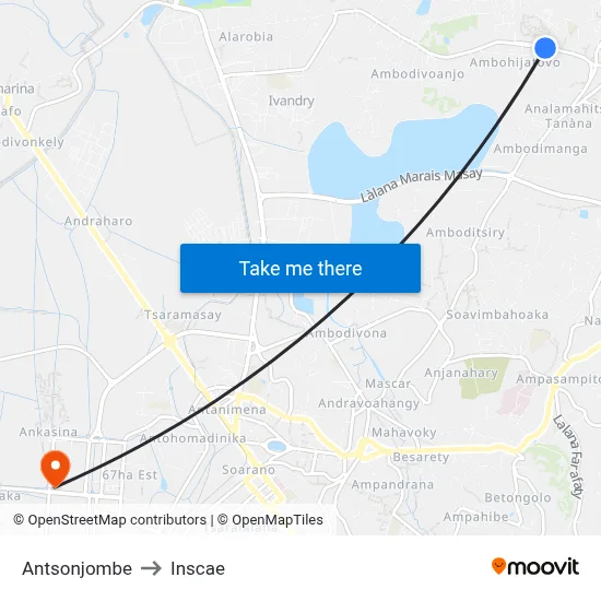 Antsonjombe to Inscae map