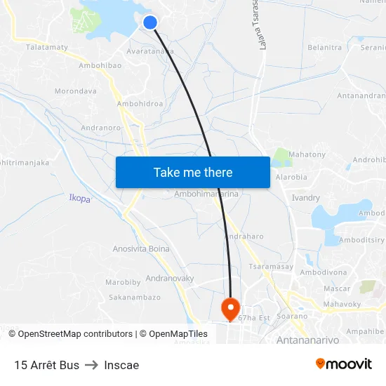 15 Arrêt Bus to Inscae map