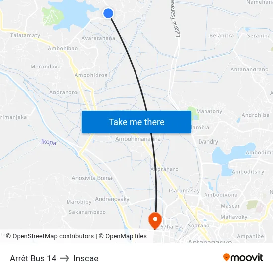 Arrêt Bus 14 to Inscae map
