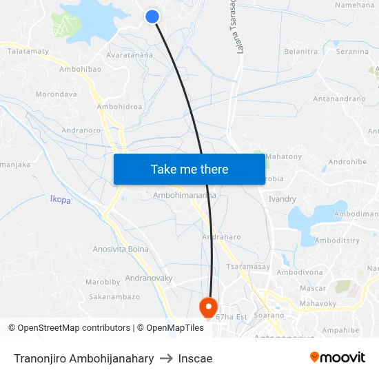 Tranonjiro Ambohijanahary to Inscae map