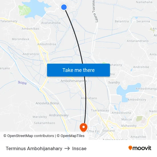 Terminus Ambohijanahary to Inscae map