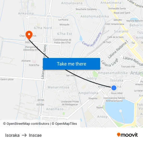 Isoraka to Inscae map