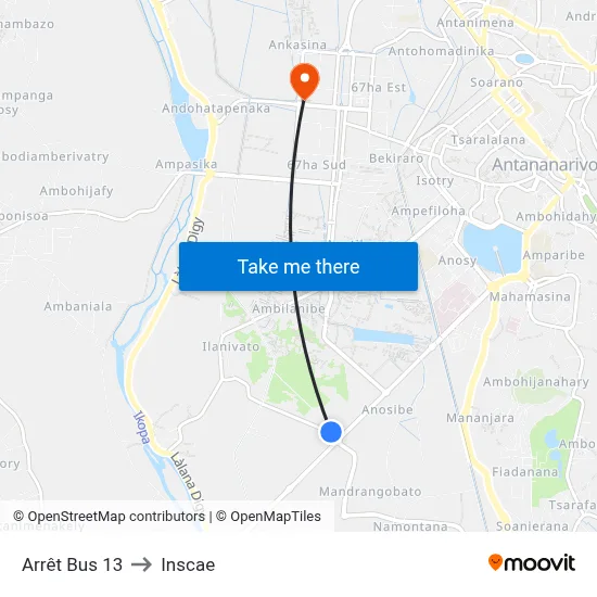 Arrêt Bus 13 to Inscae map