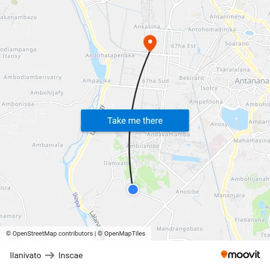 Ilanivato to Inscae map