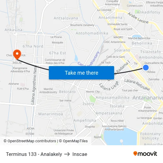Terminus 133 - Analakely to Inscae map