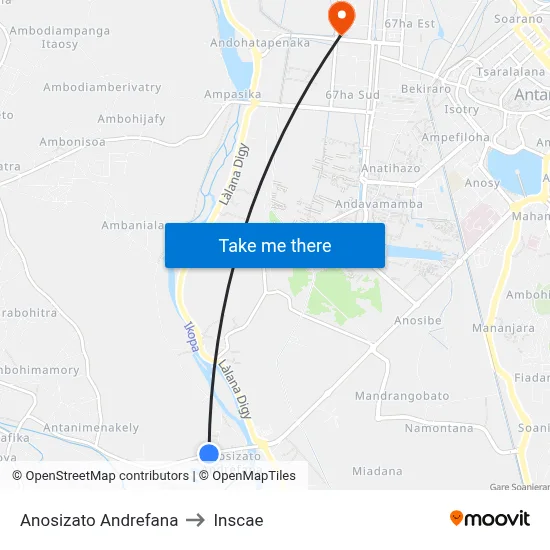 Anosizato Andrefana to Inscae map