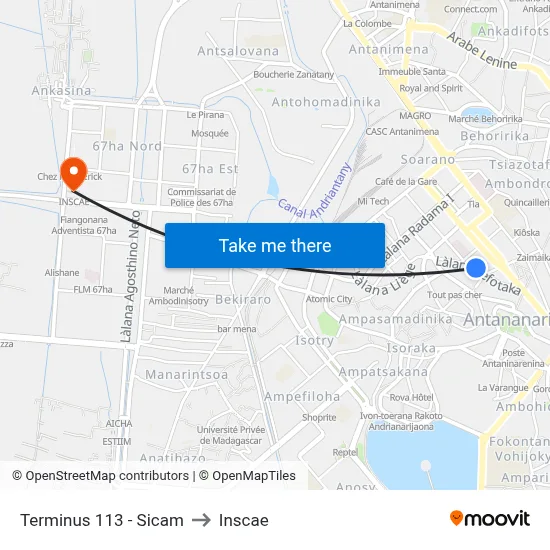 Terminus 113 - Sicam to Inscae map