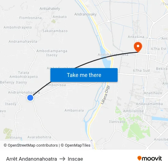 Arrêt Andanonahoatra to Inscae map