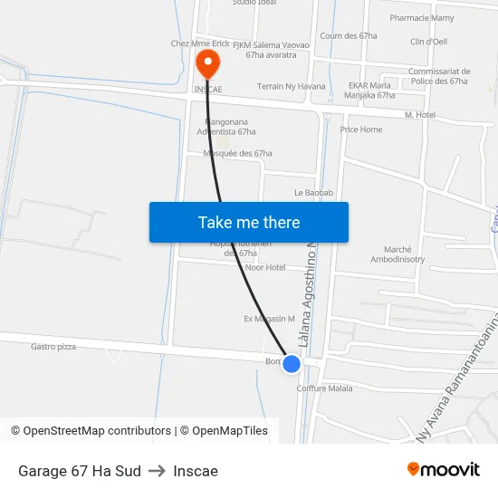Garage 67 Ha Sud to Inscae map