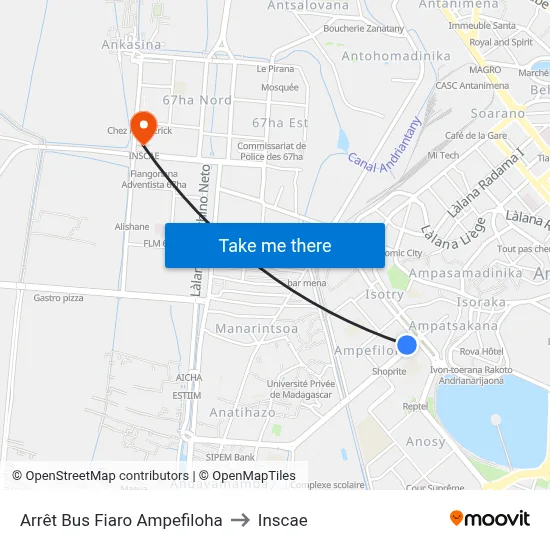 Arrêt Bus Fiaro Ampefiloha to Inscae map