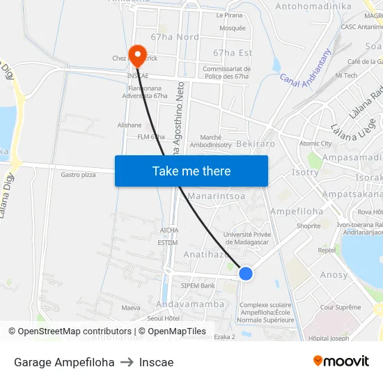 Garage Ampefiloha to Inscae map