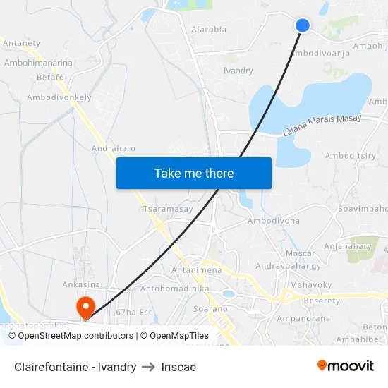 Clairefontaine - Ivandry to Inscae map