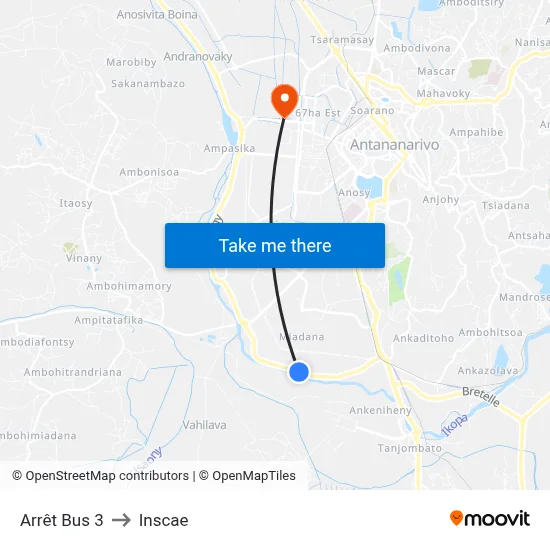 Arrêt Bus 3 to Inscae map