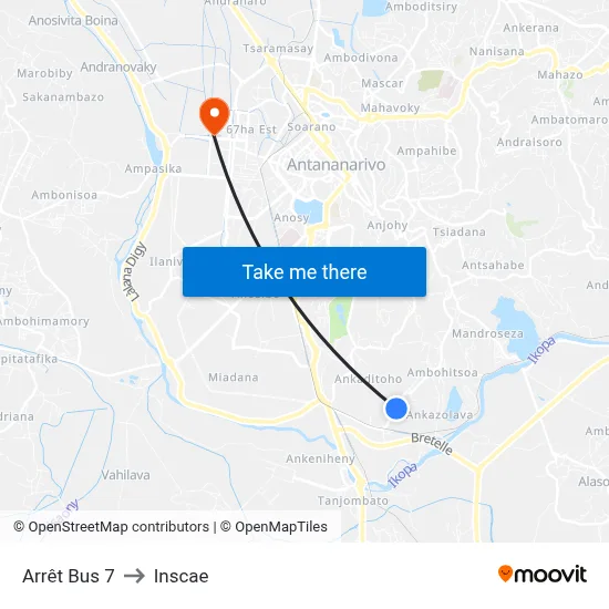 Arrêt Bus 7 to Inscae map