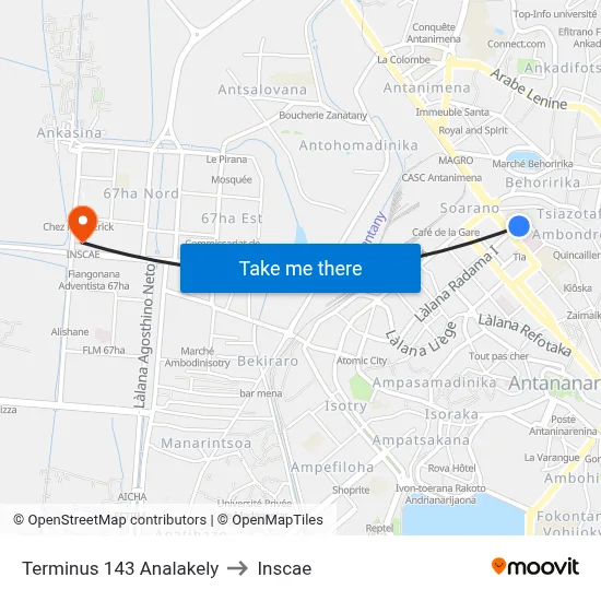 Terminus 143 Analakely to Inscae map