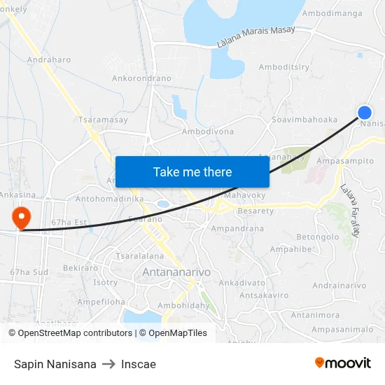 Sapin Nanisana to Inscae map