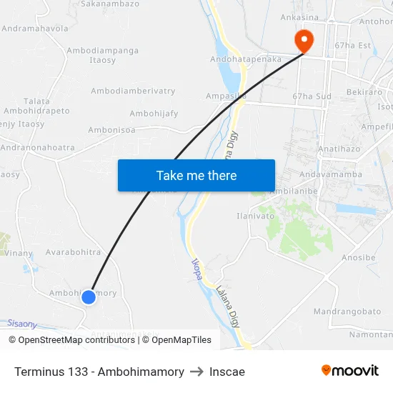 Terminus 133 - Ambohimamory to Inscae map