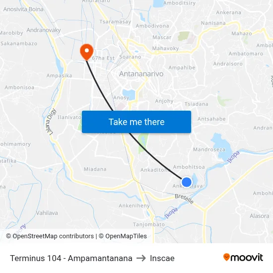 Terminus 104 - Ampamantanana to Inscae map