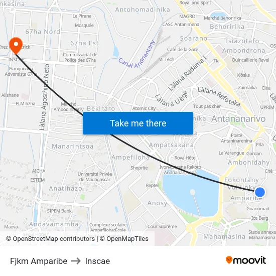Fjkm Amparibe to Inscae map