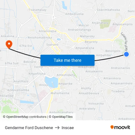 Gendarme Ford Duschene to Inscae map