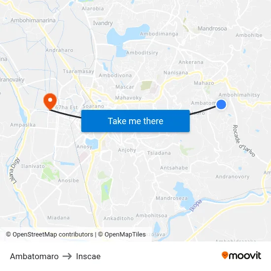 Ambatomaro to Inscae map