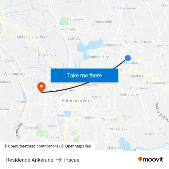 Résidence Ankerana to Inscae map