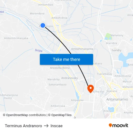 Terminus Andranoro to Inscae map