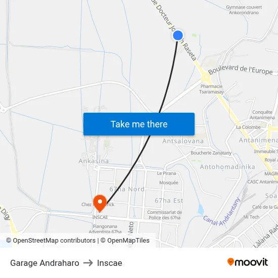 Garage Andraharo to Inscae map