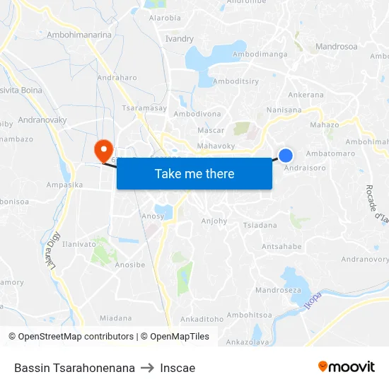 Bassin Tsarahonenana to Inscae map