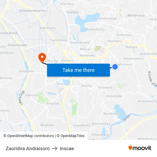 Zaoridira Andraisoro to Inscae map