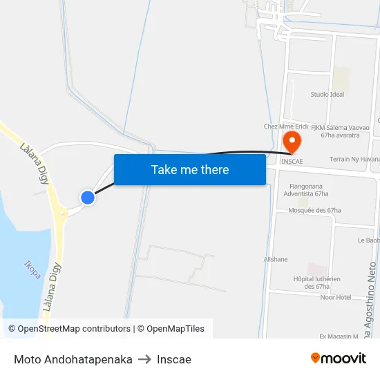 Moto Andohatapenaka to Inscae map